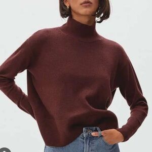 Everlane boxy cashmere turtleneck burgundy size L